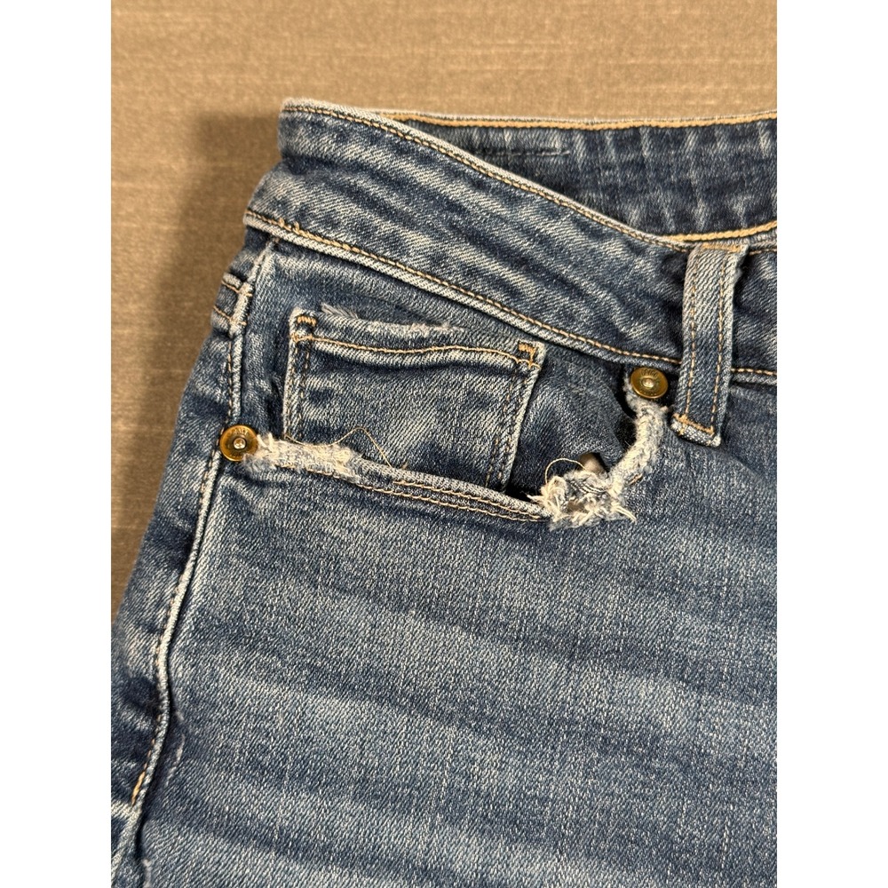 Paige Womens Distressed Straight Leg Jeans Brigitte Medium Wash Blue Denim - Picture 4 of 14